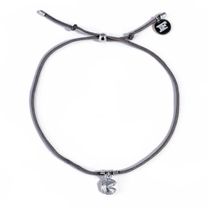 Fortune Cookie String Bracelet (Charcoal) - Silver